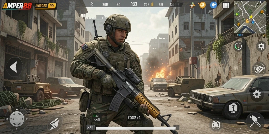 Gameplay intens dengan grafis memukau di AMPER88.