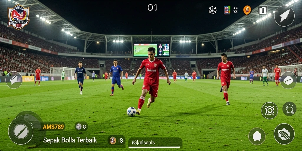 Screenshot AMS789 menampilkan aksi intens pertandingan sepak bola.