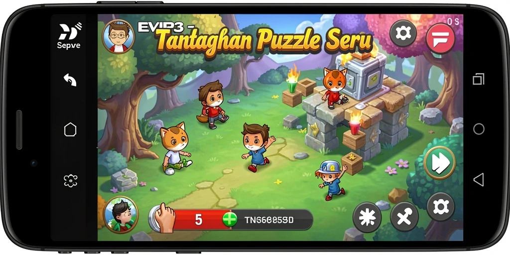 Tampilan screenshot EVIP3 menampilkan gameplay Puzzle yang menantang.