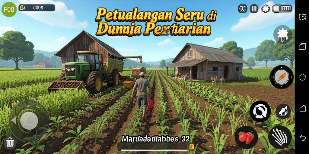 Tangkapan layar F08 menunjukkan gameplay pertanian yang seru dan interaktif.