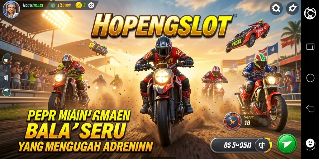 Tampilan gameplay balap seru HOPENGSLOT dengan kendaraan kustom.