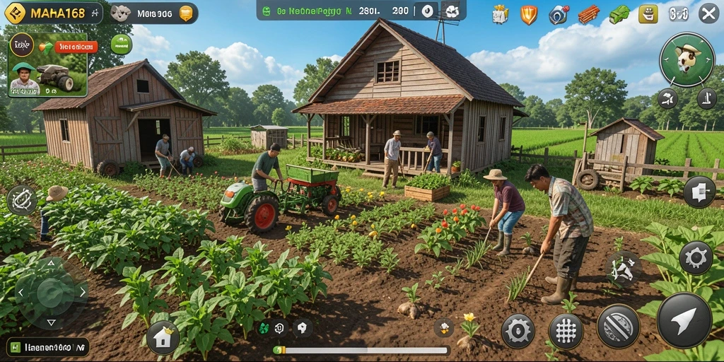 Tampilan gameplay menarik di MAHA168 saat bertani.
