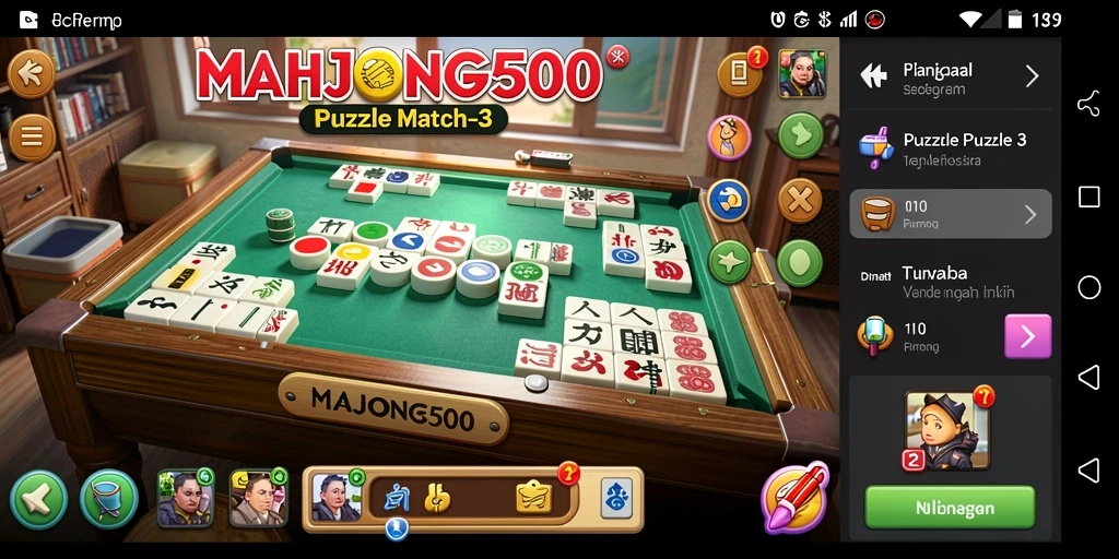 Tampilan screenshot gameplay MAHJONG500 dengan elemen Match-3 yang menarik.
