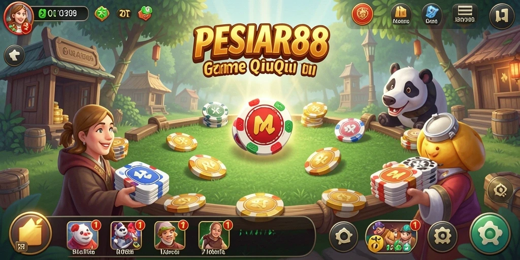 Screenshot PESIAR88 menampilkan serunya permainan QiuQiu secara langsung.