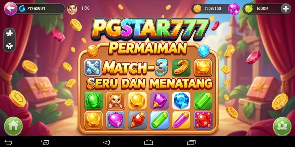 Tampilan seru dari gameplay PGSTAR777 saat menyelesaikan level Match-3.