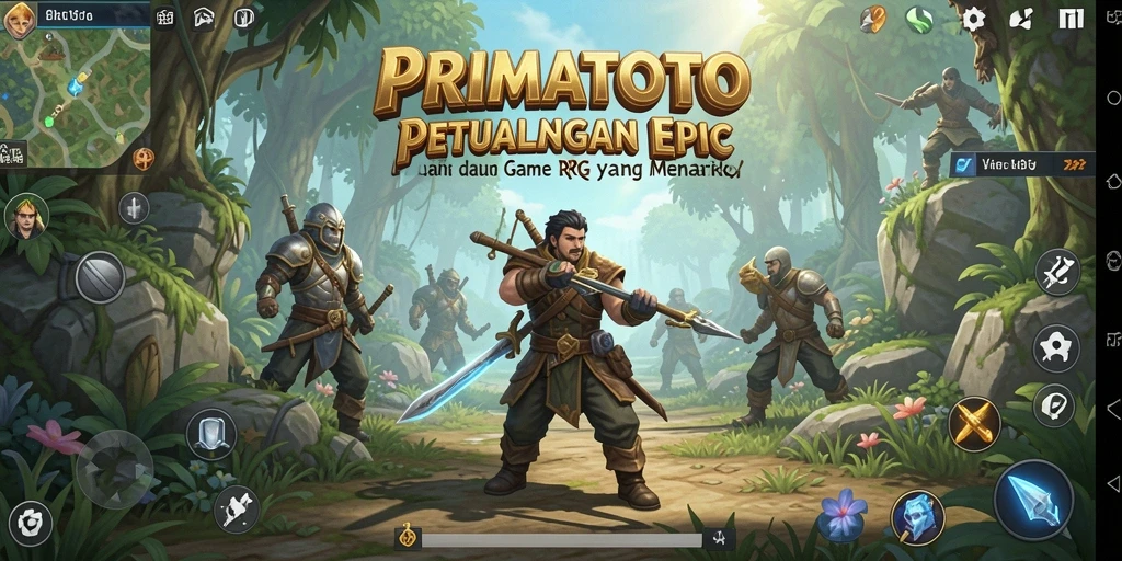 Screenshot dari gameplay <strong>PRIMATOTO</strong> yang menunjukkan pertarungan epik dalam dunia RPG.