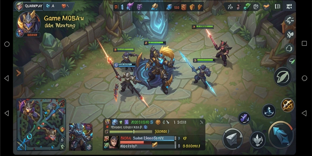 Tampilan gameplay seru dari QUARKPLAY dengan aksi MOBA intens.