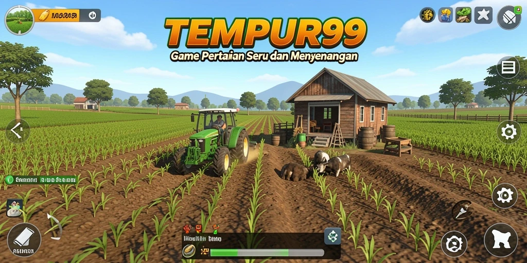 Screenshot TEMPUR99 menampilkan aktivitas bercocok tanam yang menarik.