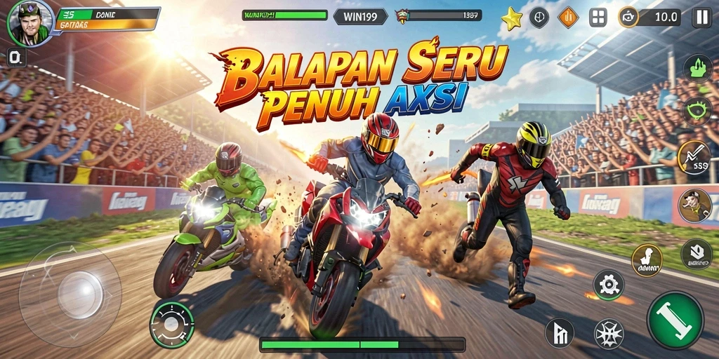 Tampilan seru dari gameplay balapan WIN199 yang mendebarkan.
