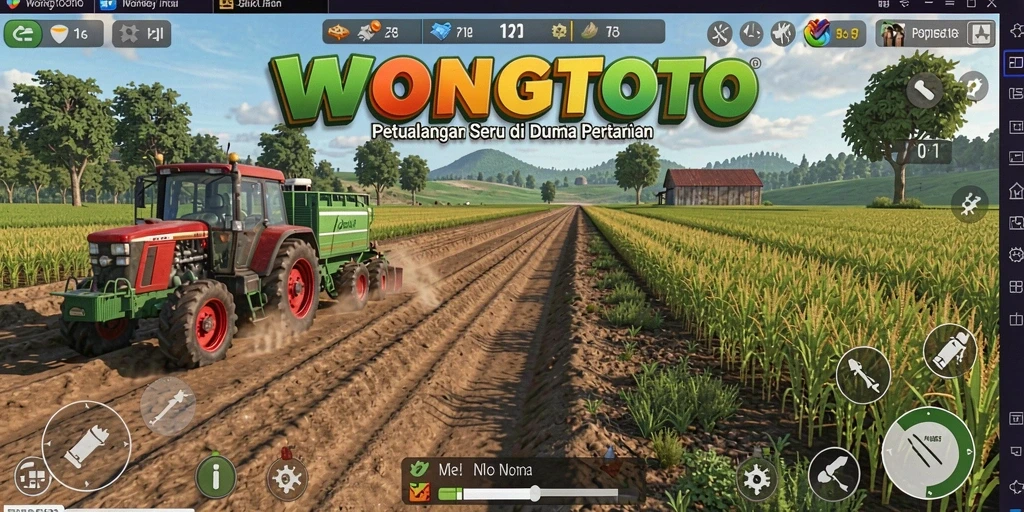 Gameplay WONGTOTO yang menampilkan ladang pertanian yang subur.